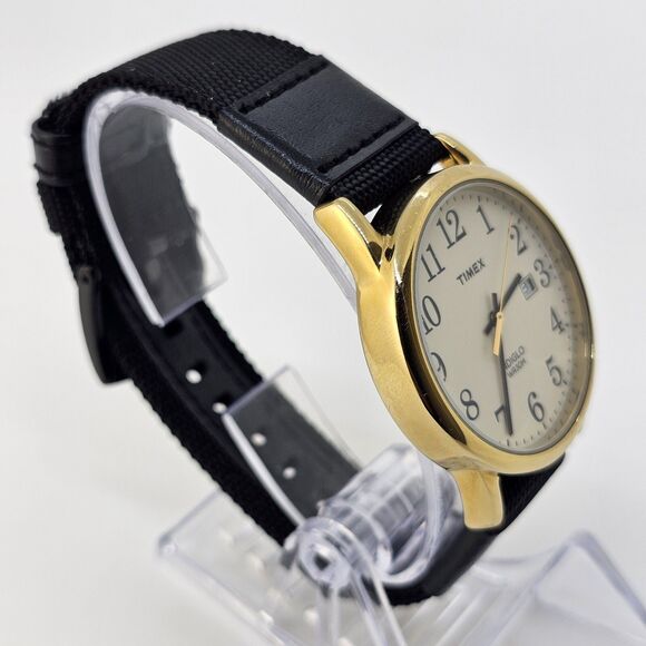 Timex Men's Easy Reader Watch 38MM Gold Case White Dial New Black Canvas Bands - Picture 3 of 15